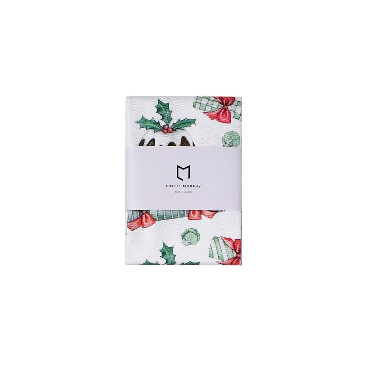 christmas pudding tea towel