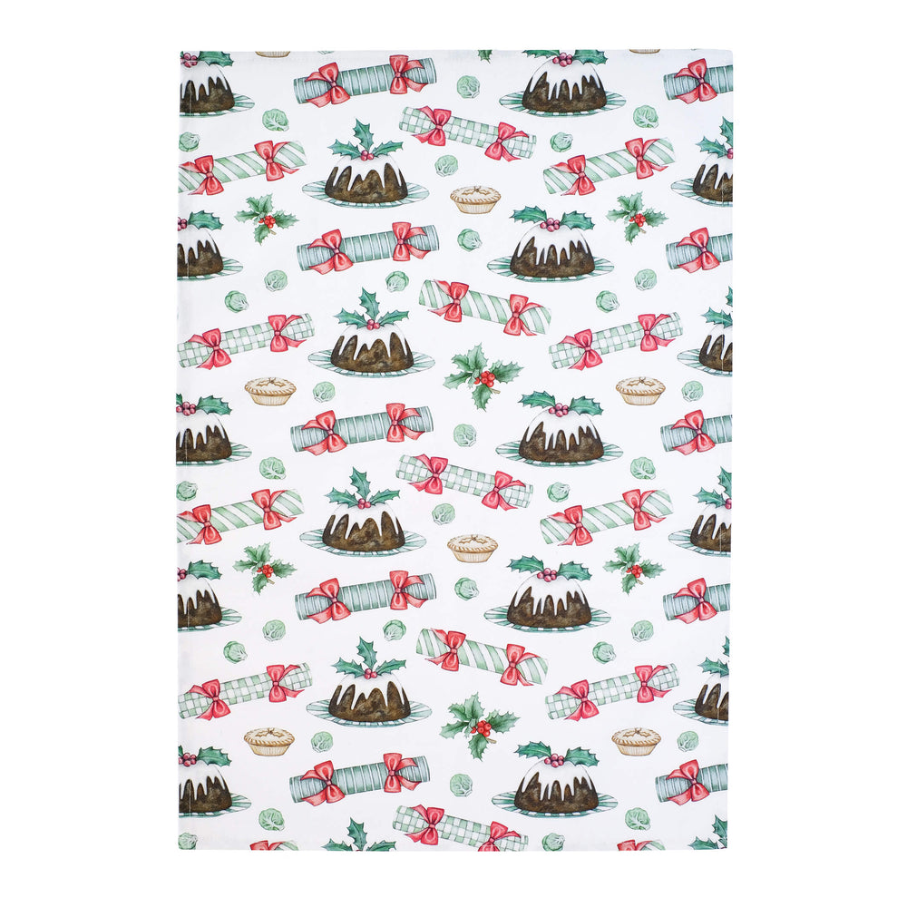 christmas pudding tea towel 
