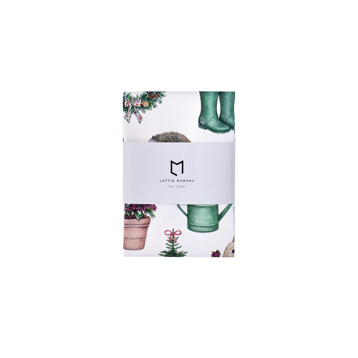 Christmas garden tea towel