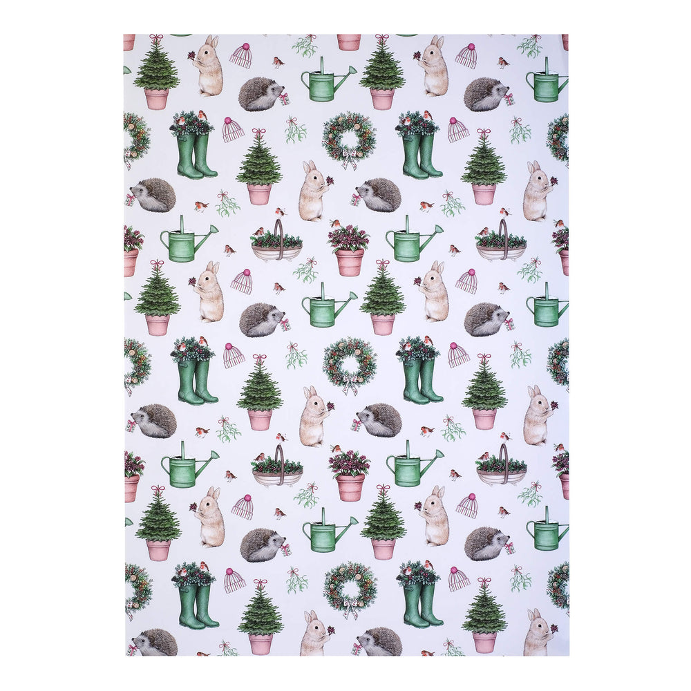 Christmas garden wrapping paper