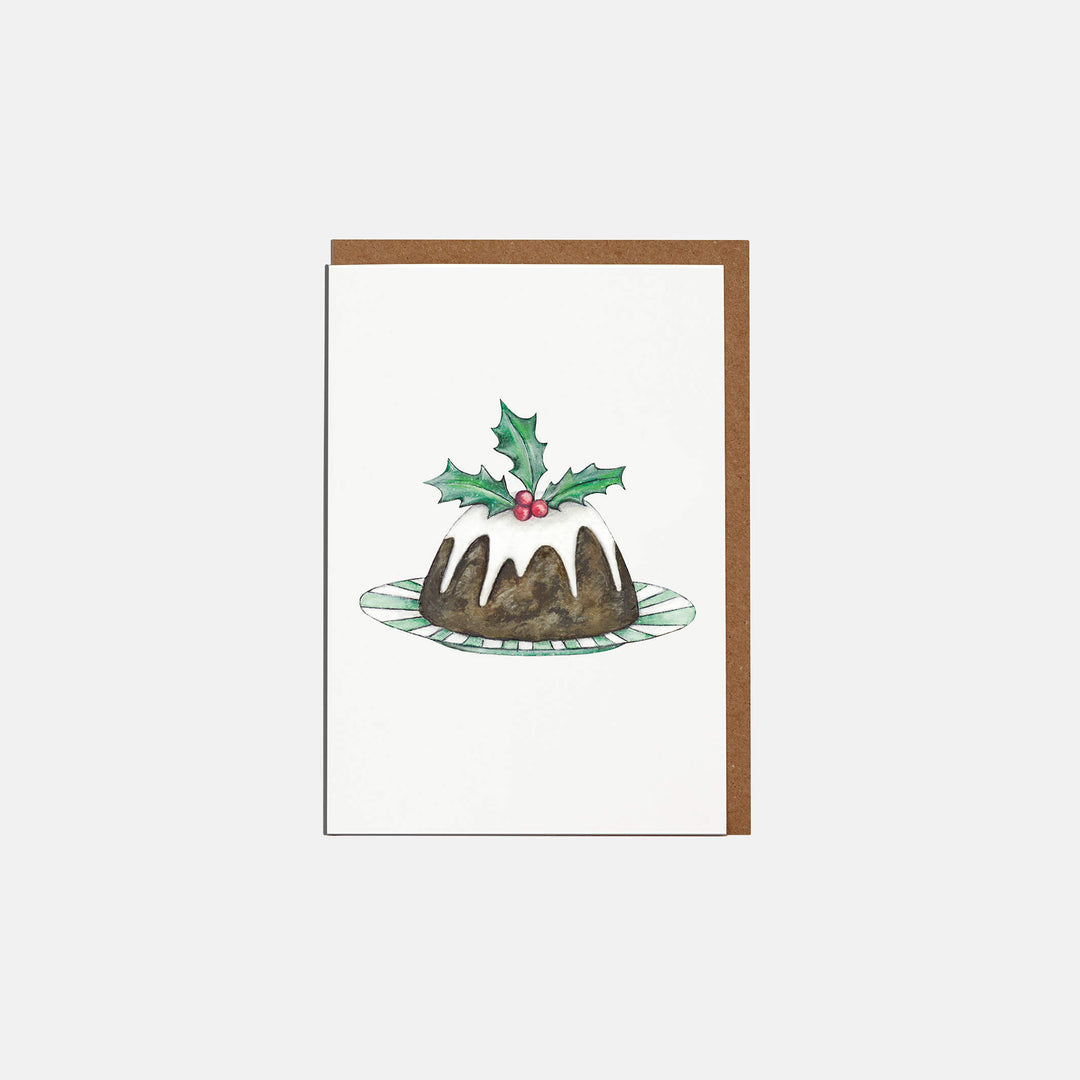 christmas pudding mini christmas card with kraft envelope