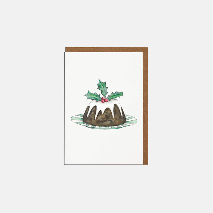 christmas pudding mini christmas card with kraft envelope