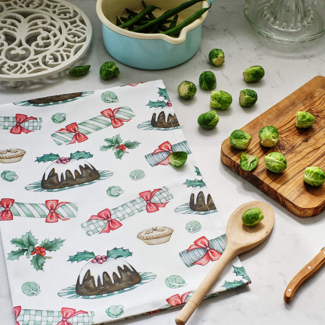 christmas pudding tea towel