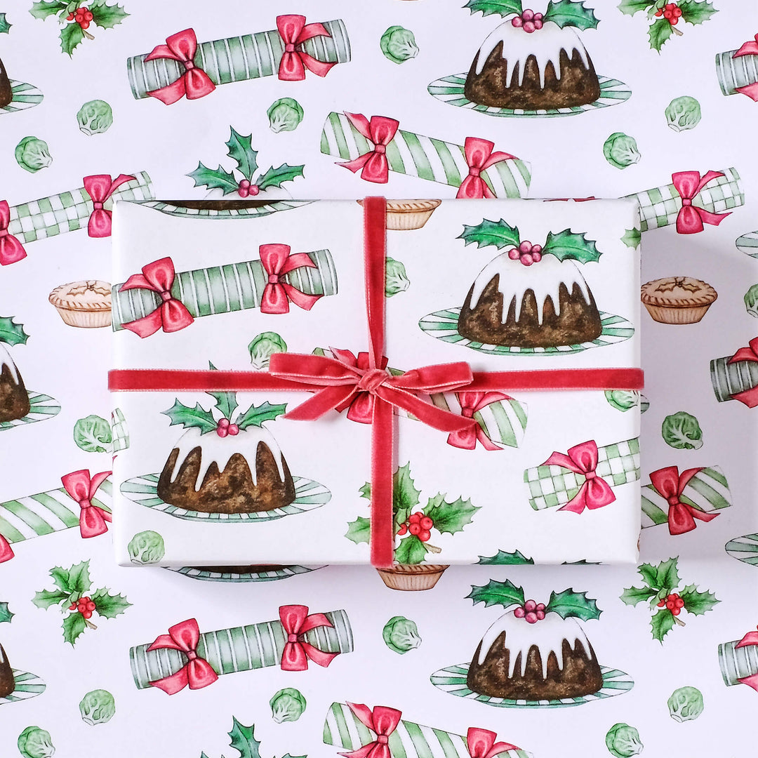 christmas pudding wrapping paper