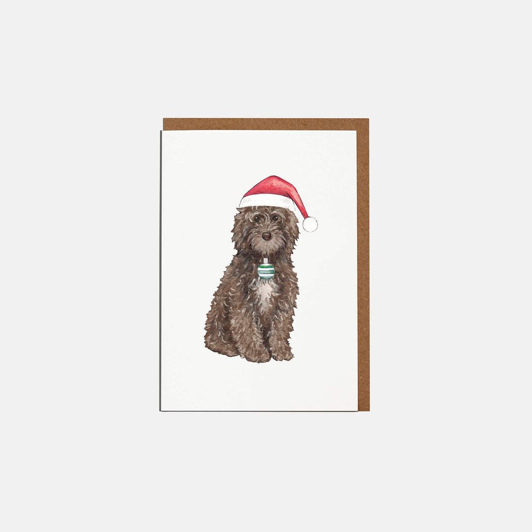 cockapoo mini christmas card with kraft envelope