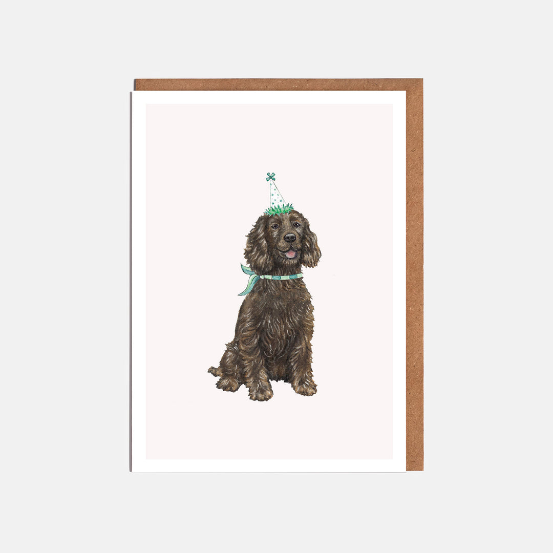 Cocker spaniel birthday card with kraft envelope