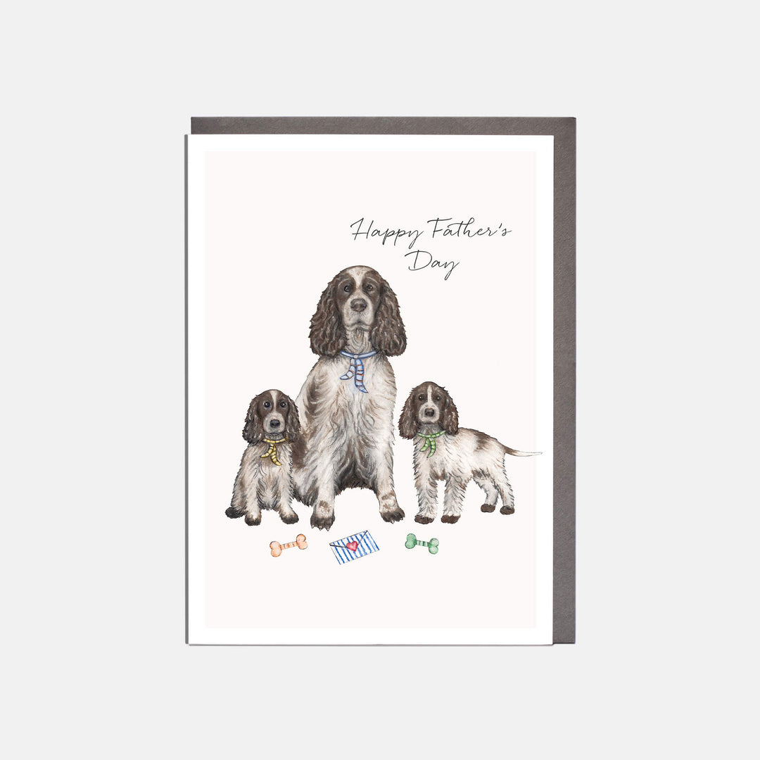 spaniel dog fathers day card with grey envelope
