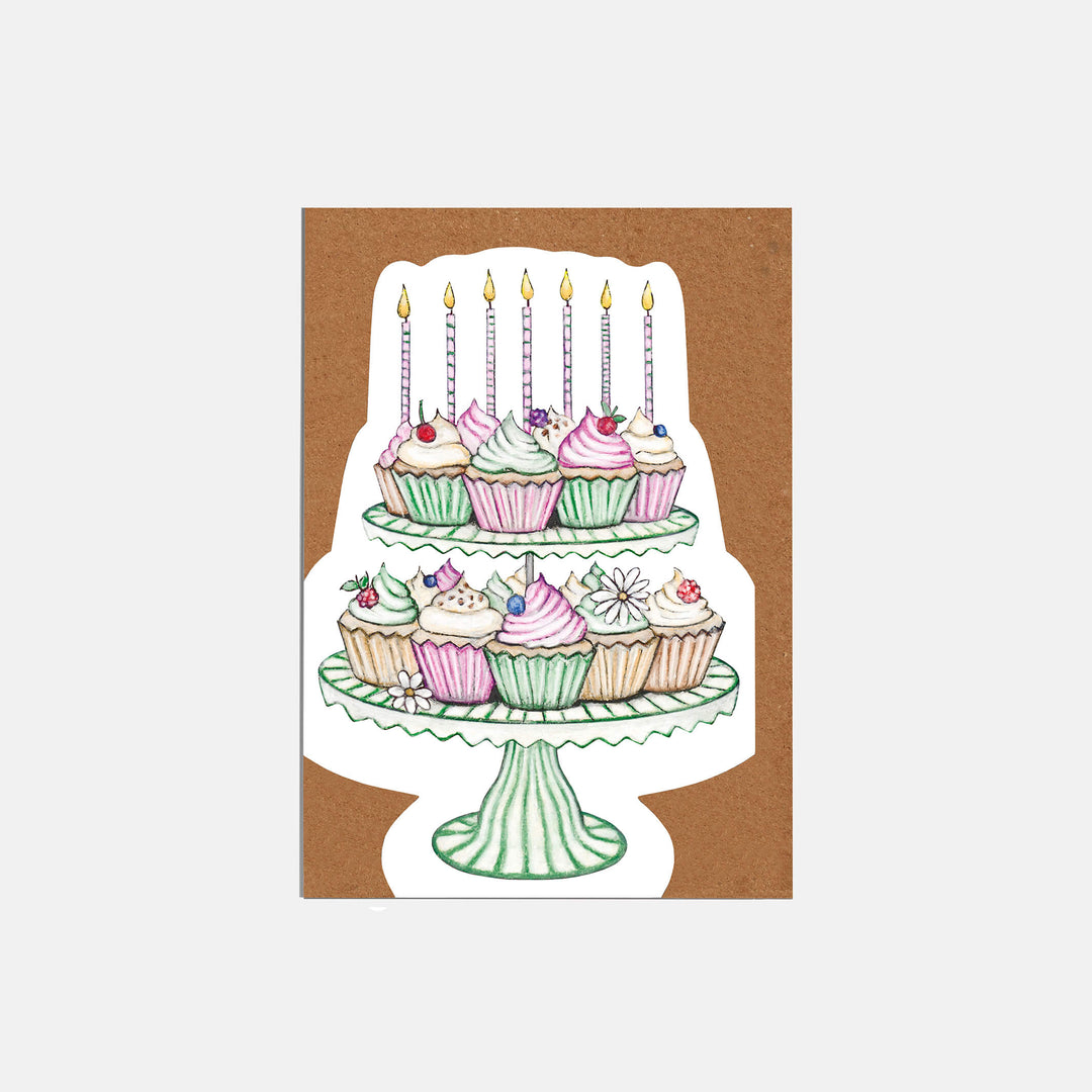die cut cupcakes cake birthday card with kraft envelope