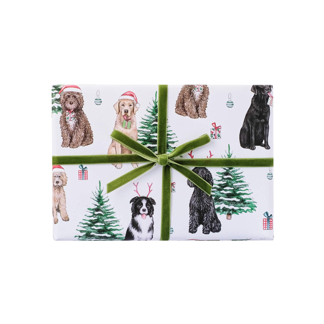 dogs and postbox christmas wrapping paper