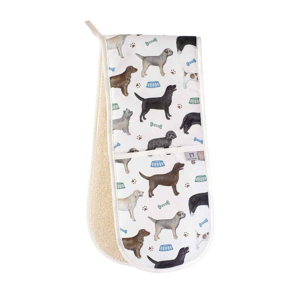 dogs and stripes double oven glove