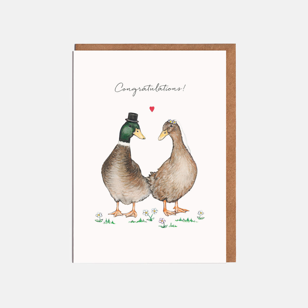 ducks engagement wedding card with kraft envelope