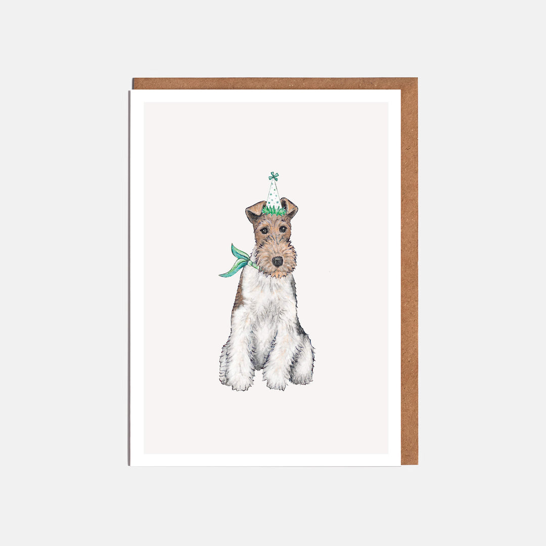 Fox terrier birthday card with kraft envelope