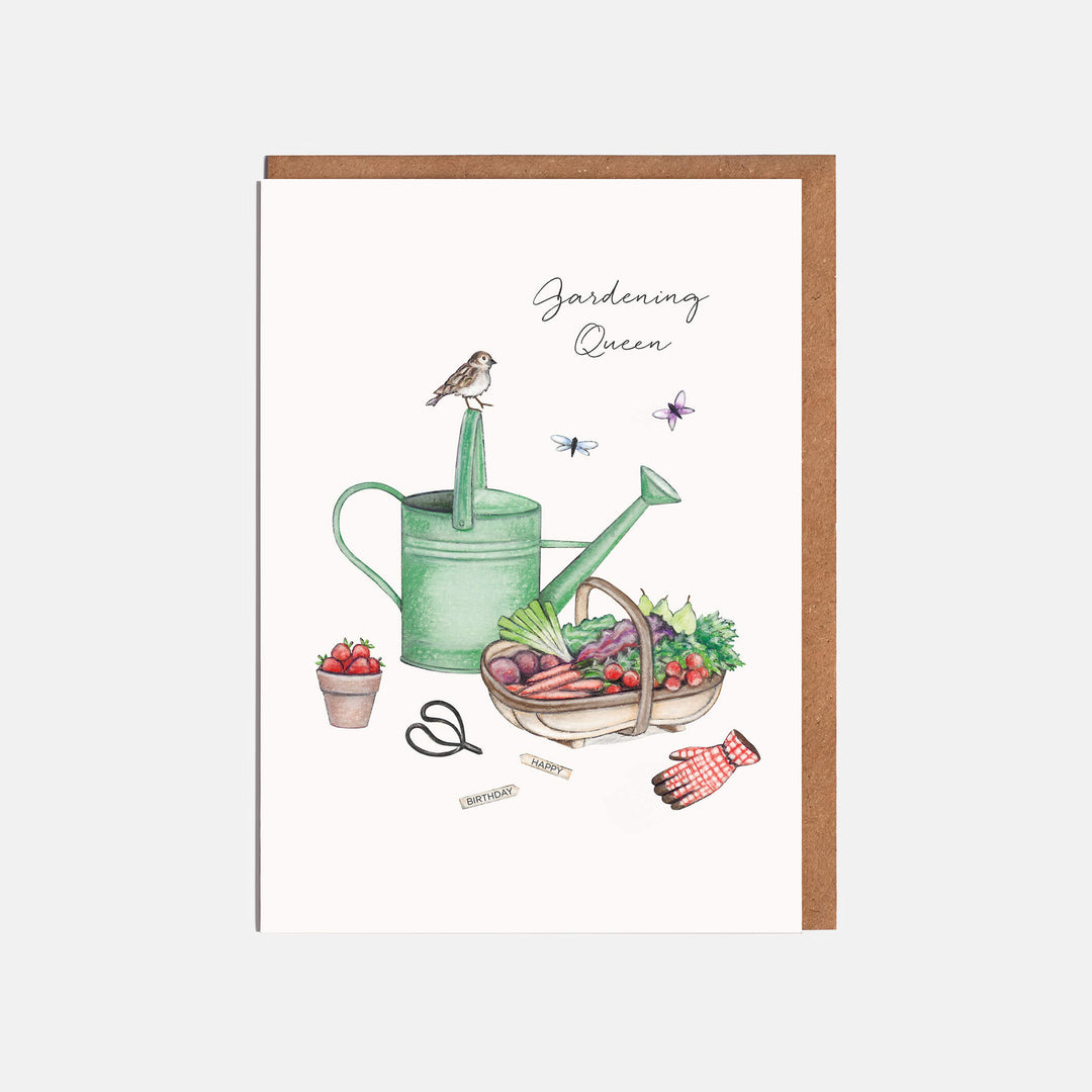 gardening birthday card with kraft envelope