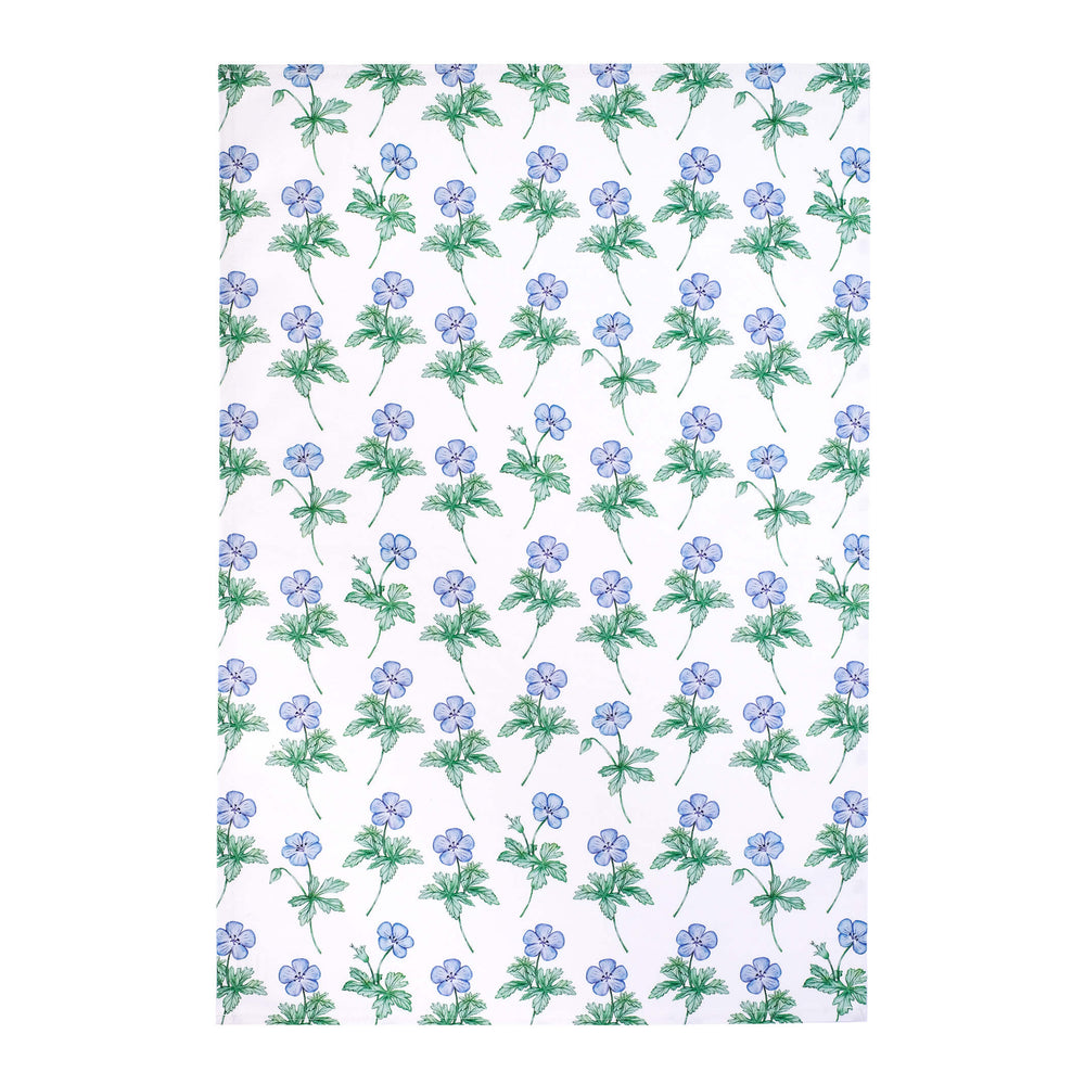 geranium floral tea towel