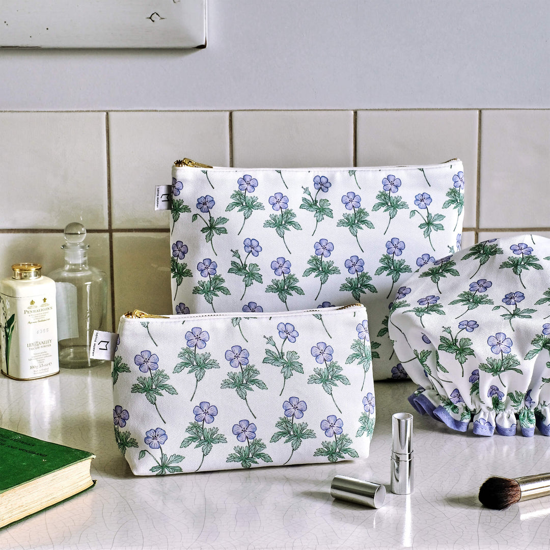 geranium floral wash bag