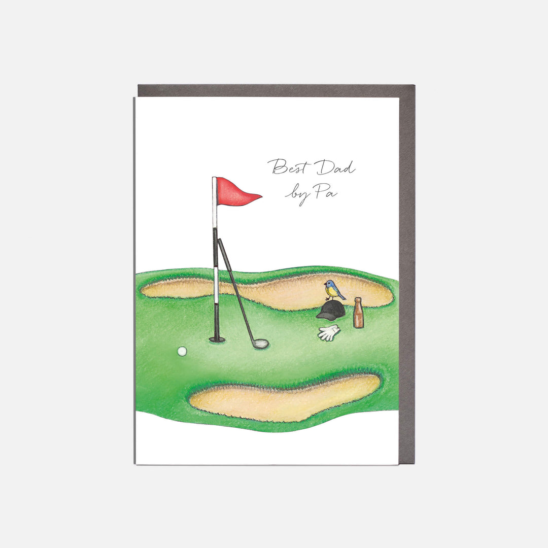 golf fathers day card with grey envelope