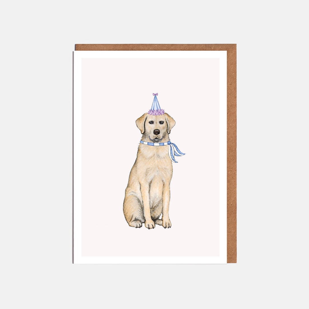 Golden labrador birthday card with kraft envelope