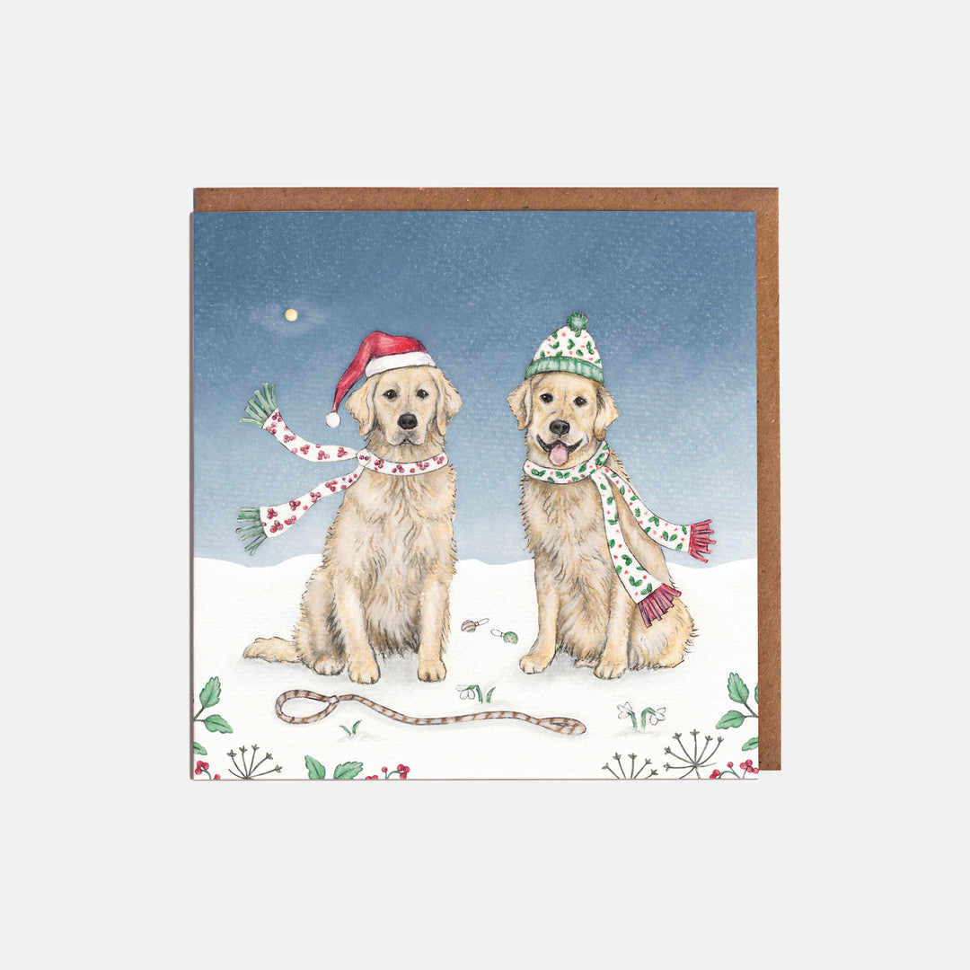 Goldenr etrievers dogs christmas card pack of eight