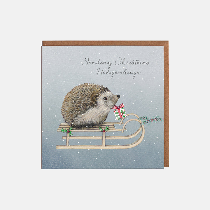 Hedgehog christmas card with kraft envelope