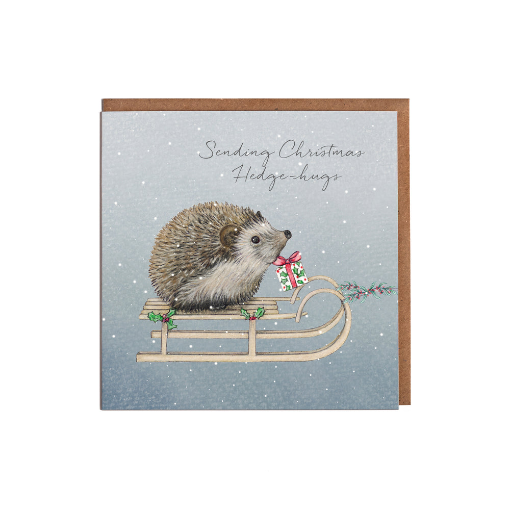 Hedgehog christmas card with kraft envelope