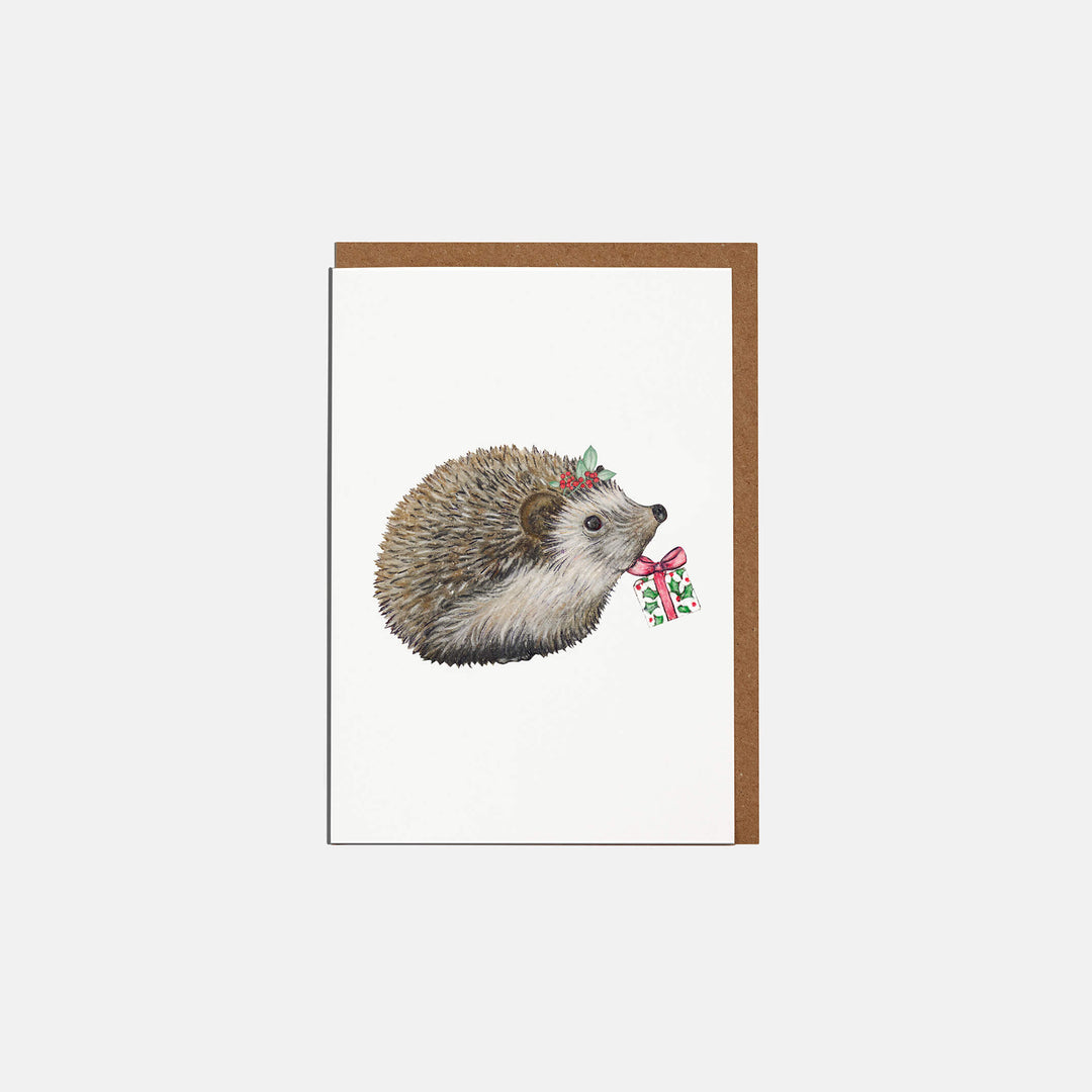 hedgehog mini christmas card with kraft envelope
