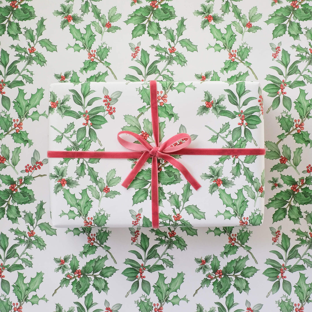 Holly wrapping paper