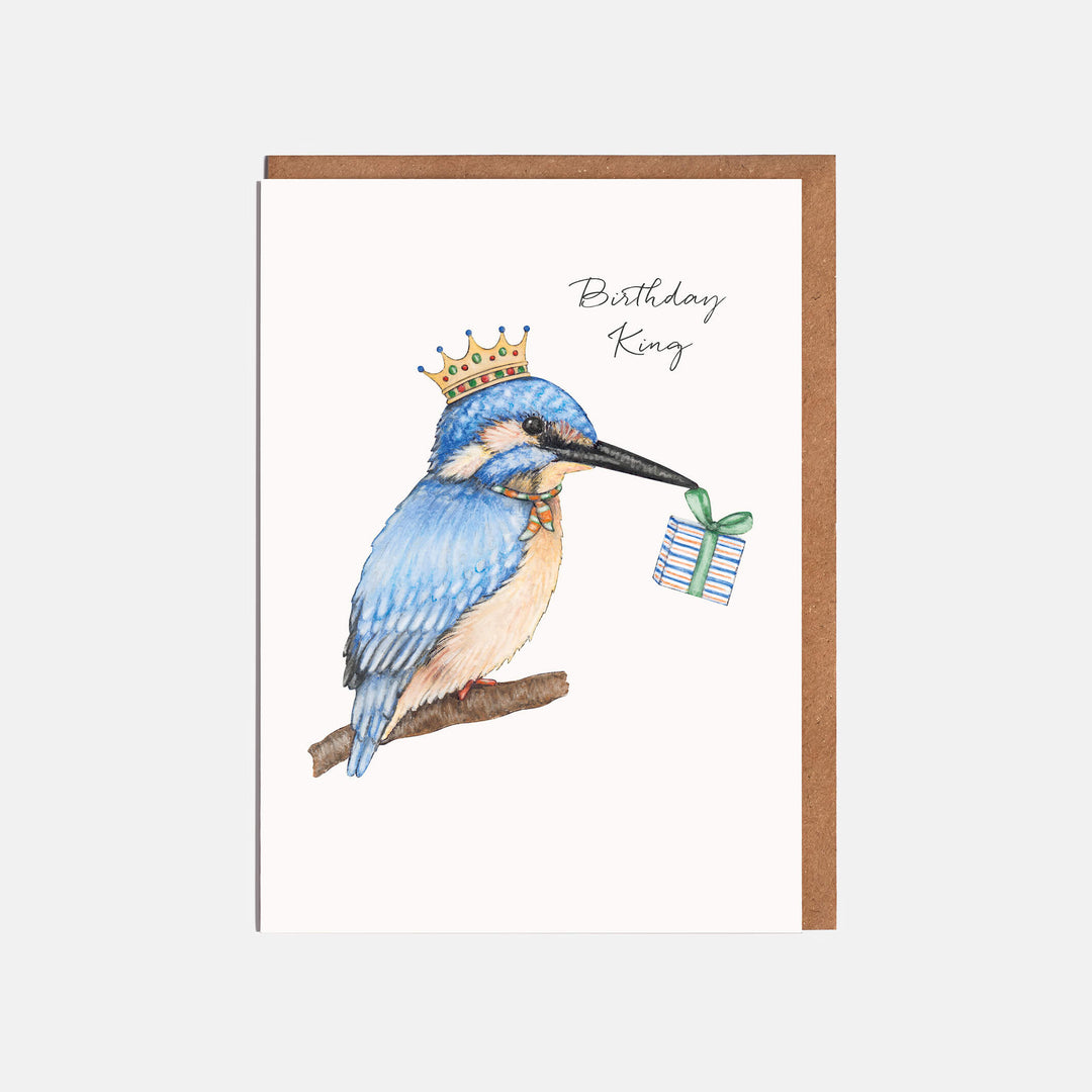 kingfisher bird birthday card with kraft envelope