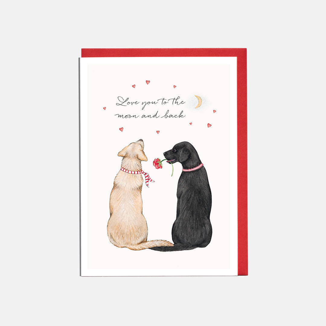 yellow and black labrador valentines day card with red envelope