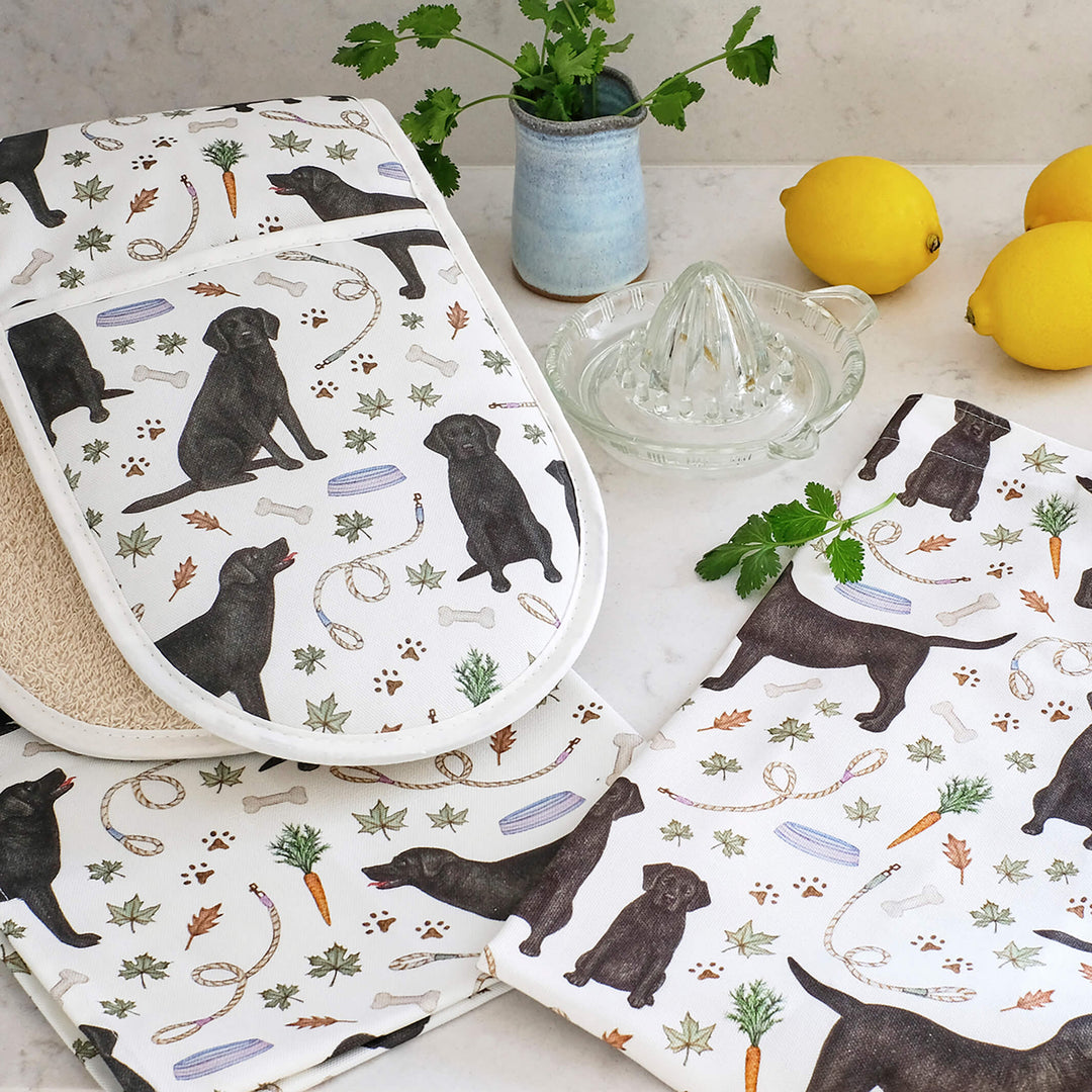 labrador dog oven glove apron tea towel