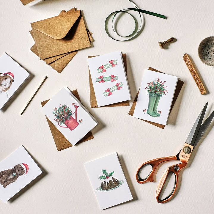 christmas pudding mini christmas card with kraft envelope
