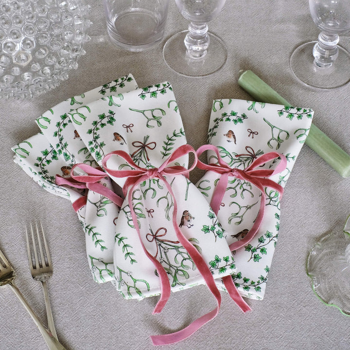 Christmas Mistletoe Napkins (Set of 4)