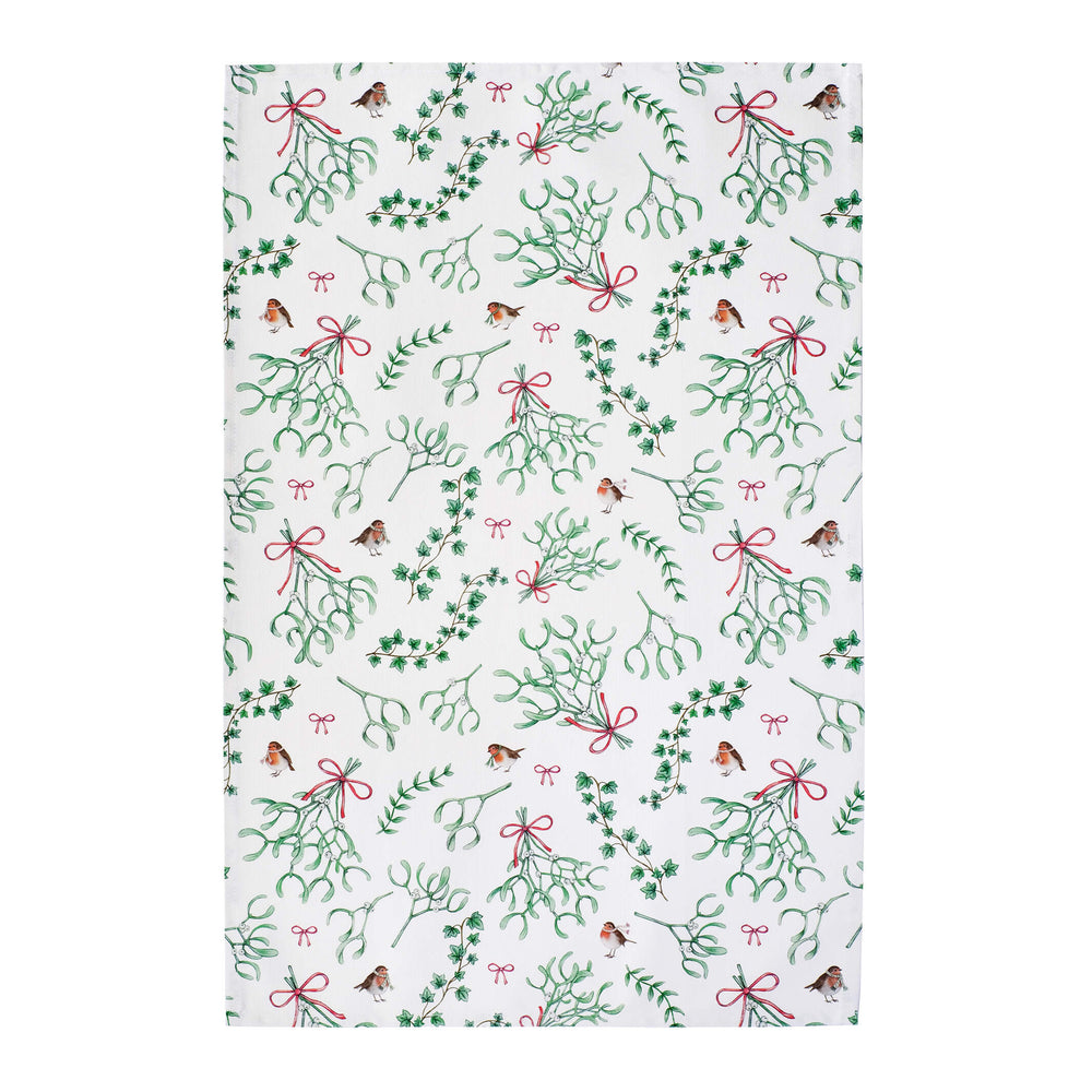 mistletoe tea towel 