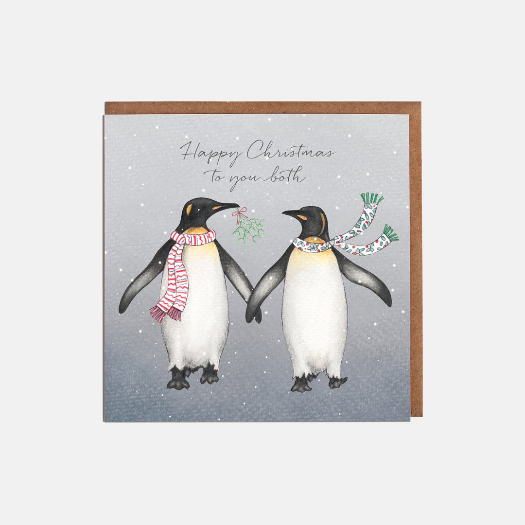 Penguin christmas card with kraft envelope