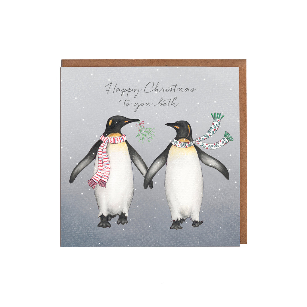 Penguin christmas card with kraft envelope