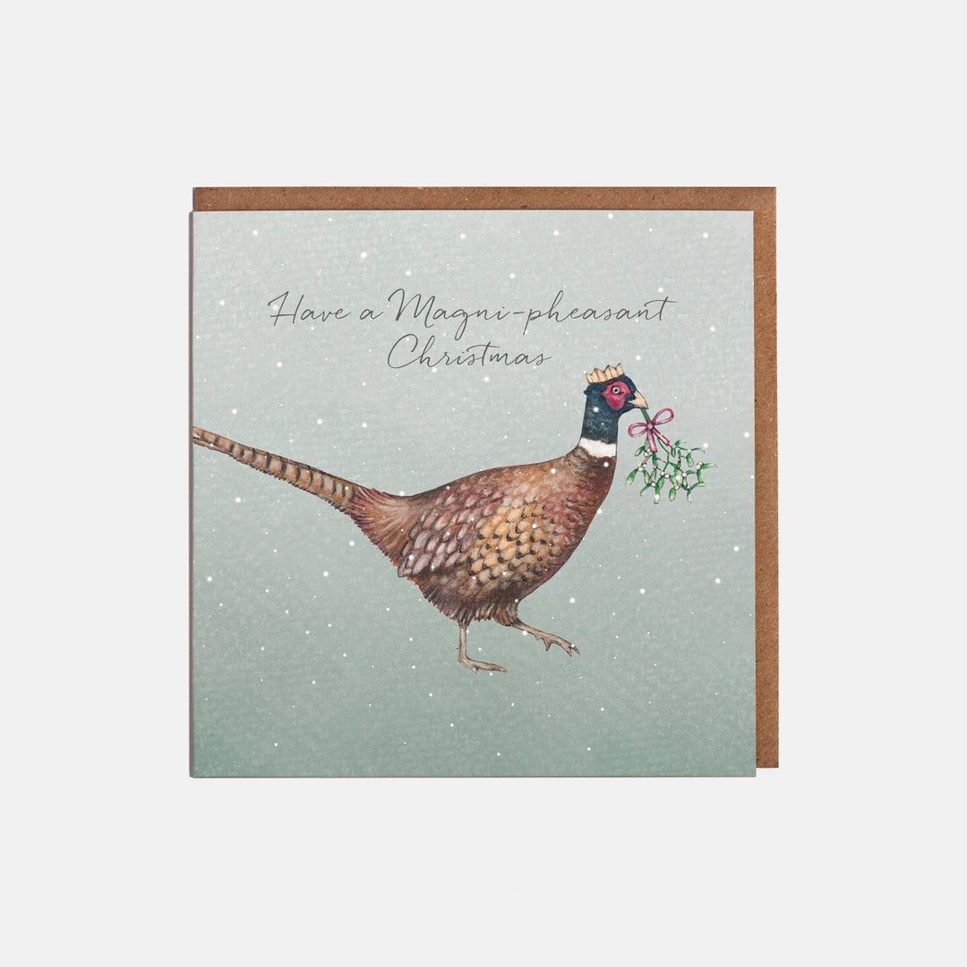 Pheasant christmas card with kraft envelope