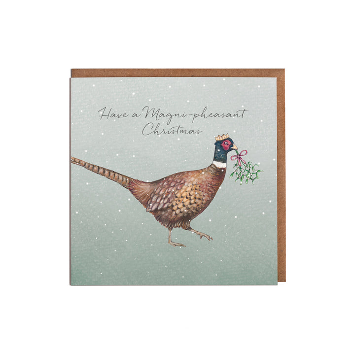 Pheasant christmas card with kraft envelope