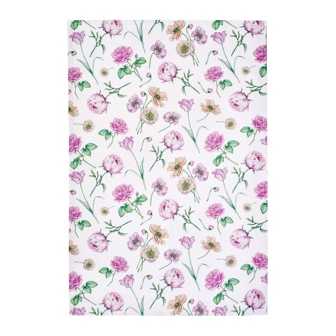 pink floral tea towel