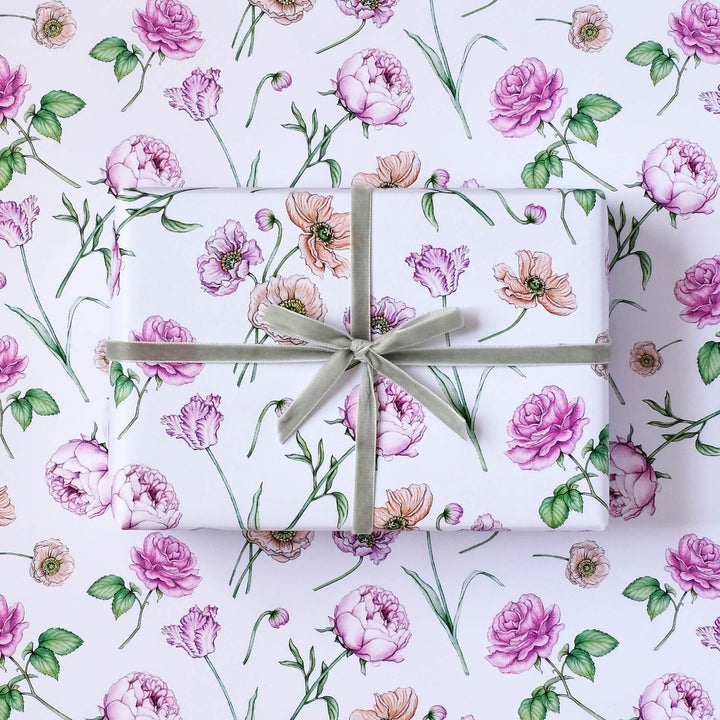 Pink floral wrapping paper