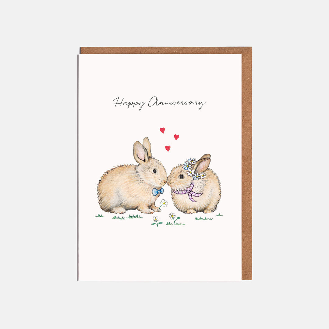 rabbits anniversary card with kraft envelope
