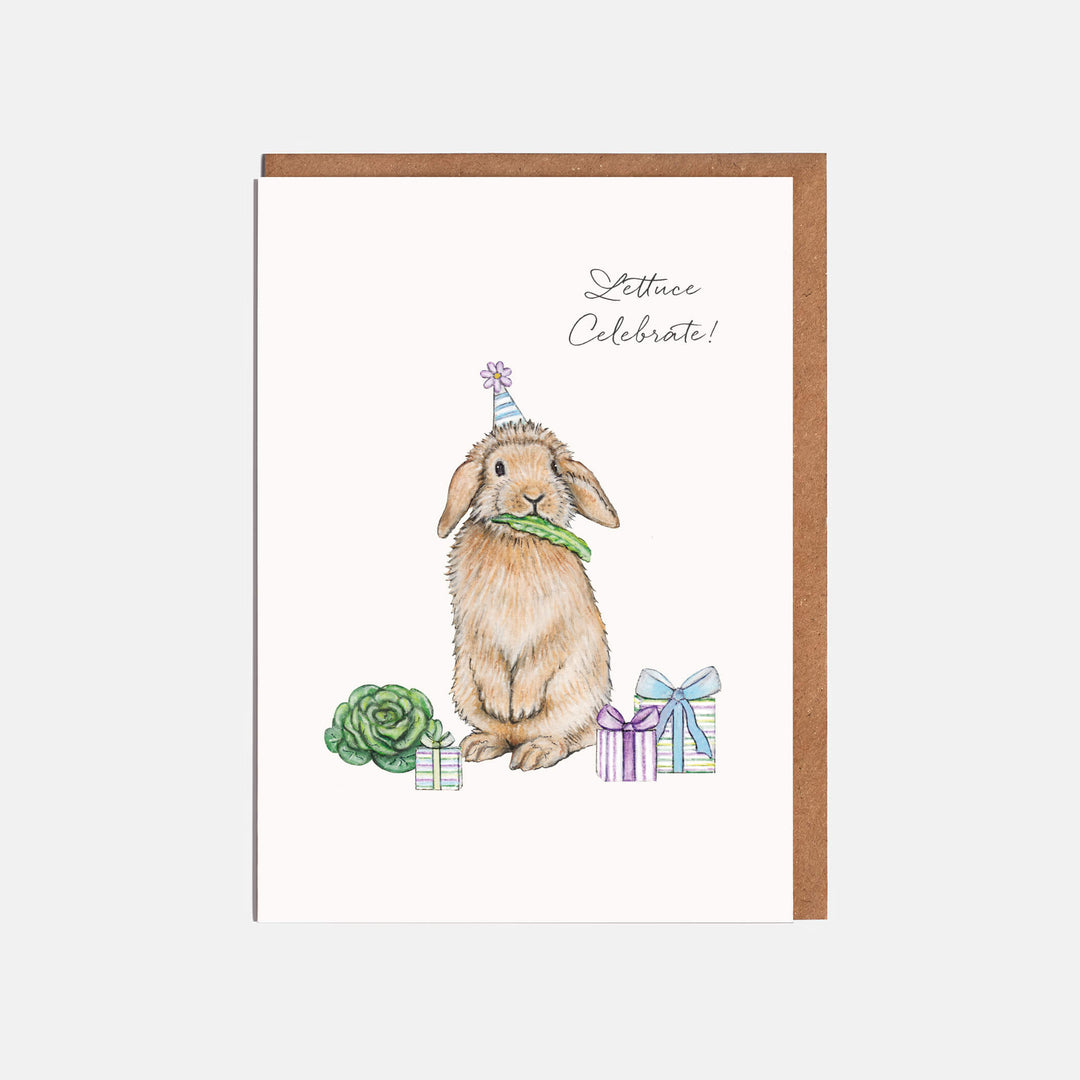 rabbit birthday card with kraft envelope