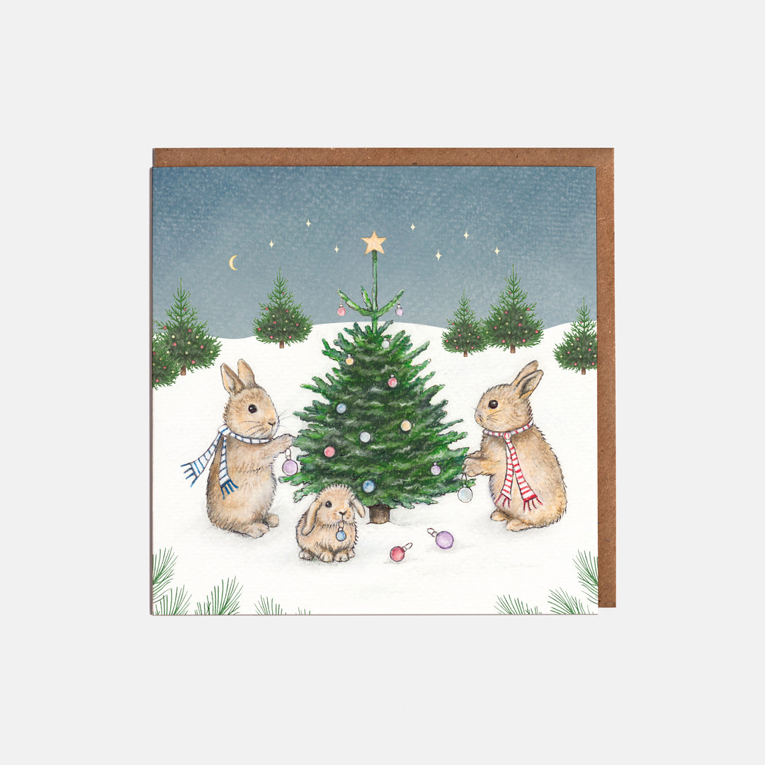 Rabbit christmas card pack of eight