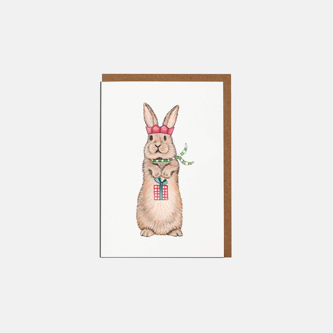 rabbit mini christmas card with kraft envelope