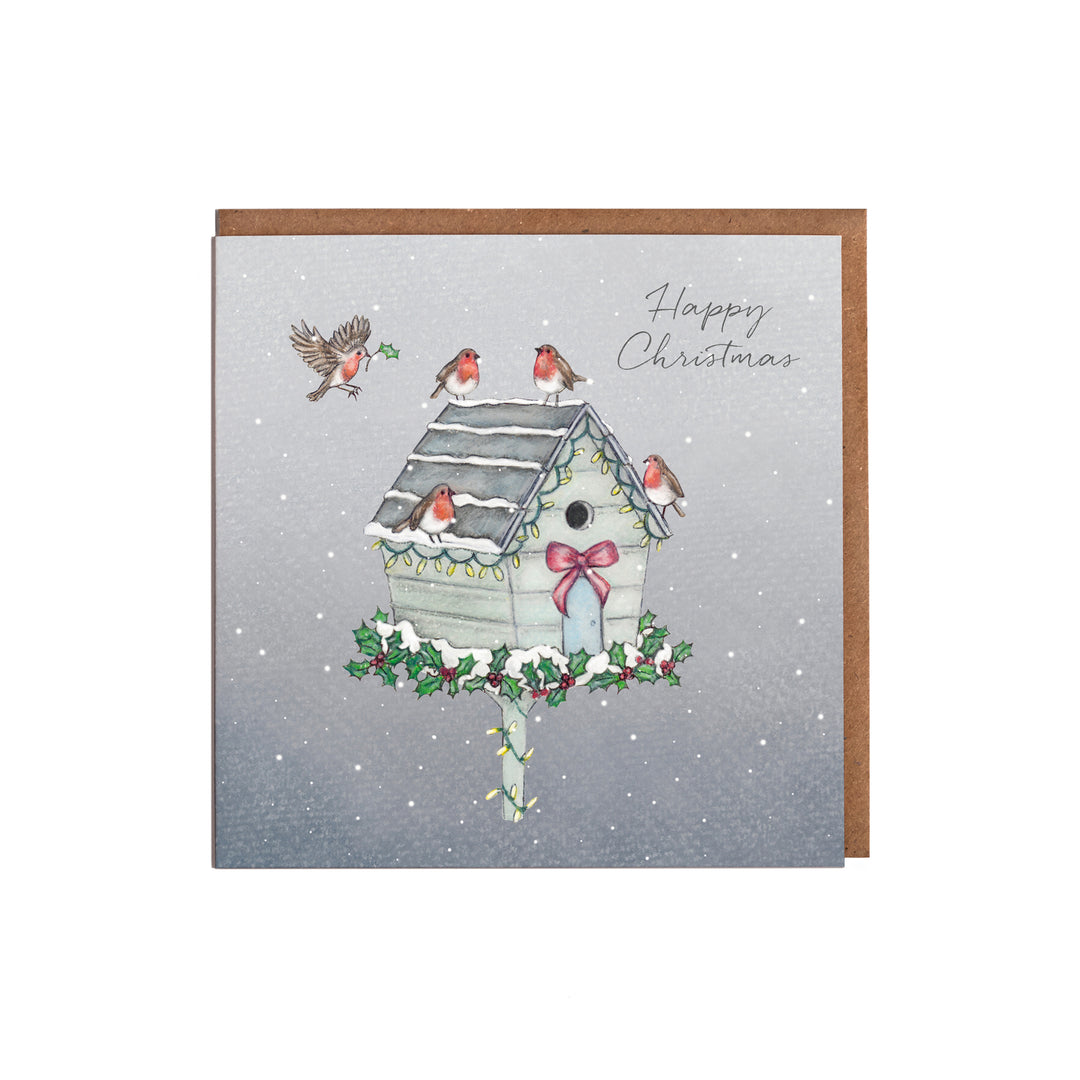 Robin christmas card with kraft envelope