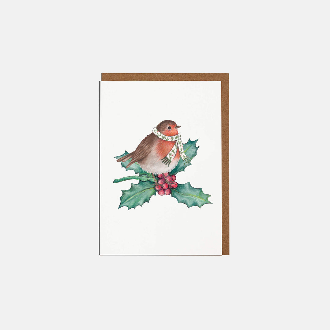 robin holly mini christmas card