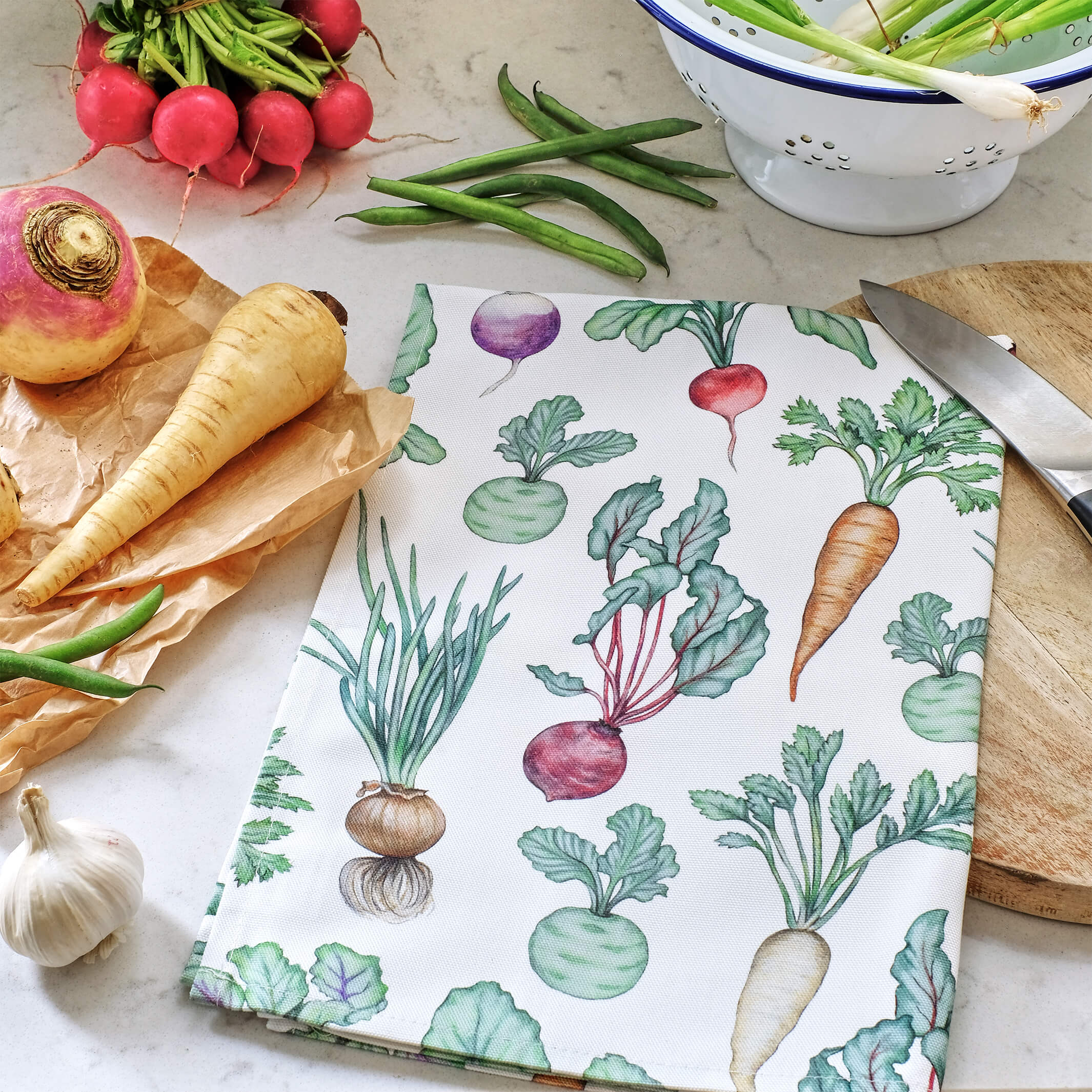 vegetable garden tea towel