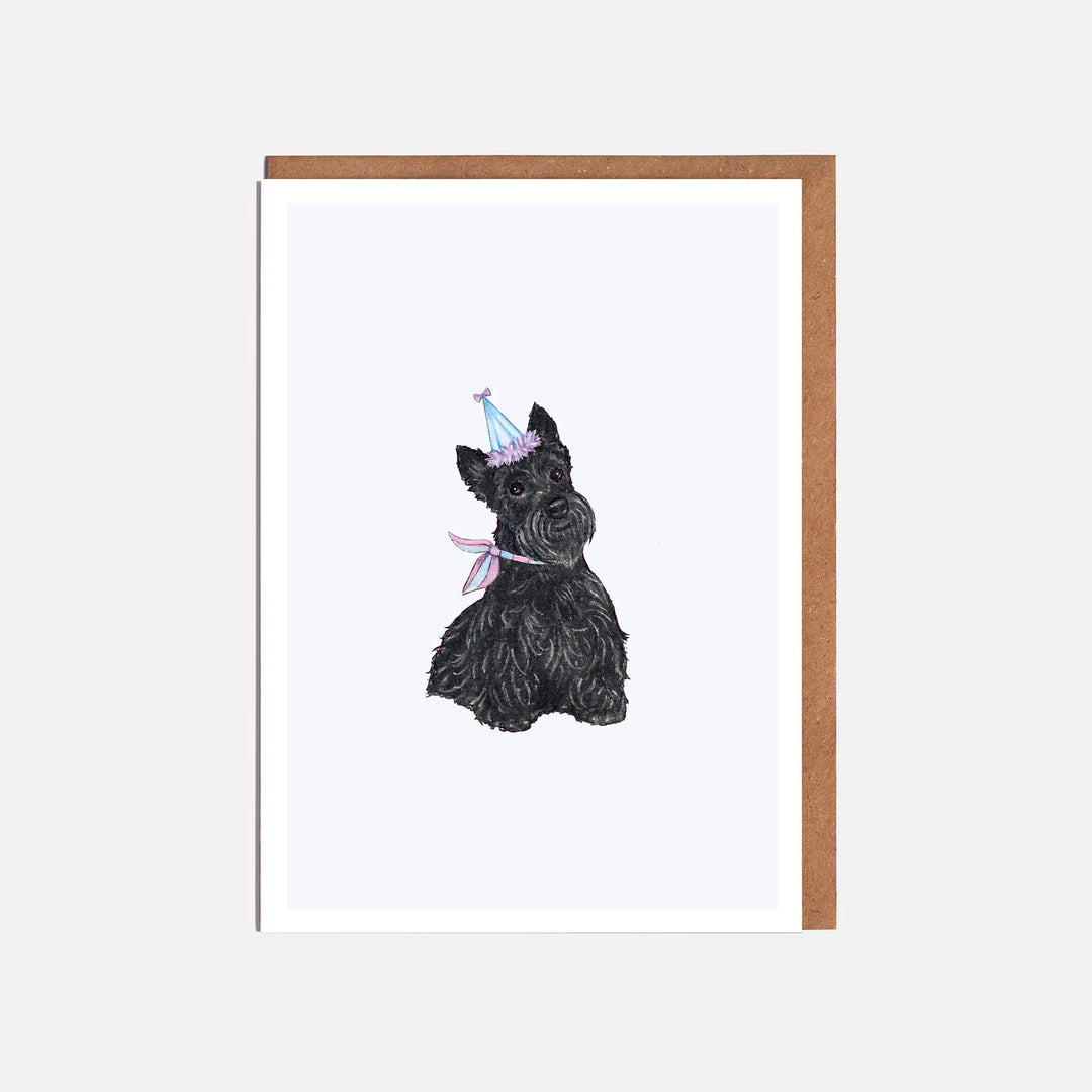 Scottie dog birthday card with kraft envelope