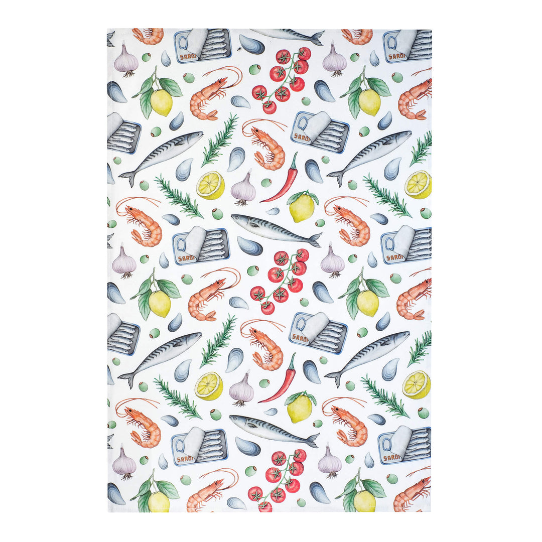 seafood cotton tea towel 