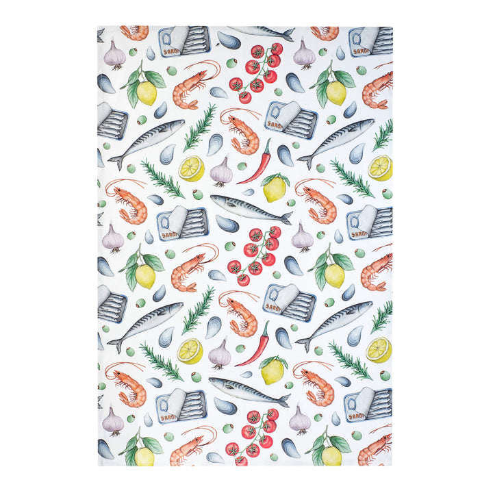 seafood cotton tea towel 