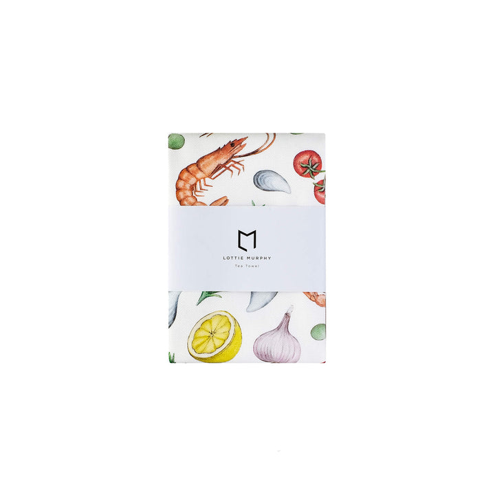 seafood cotton tea towel 