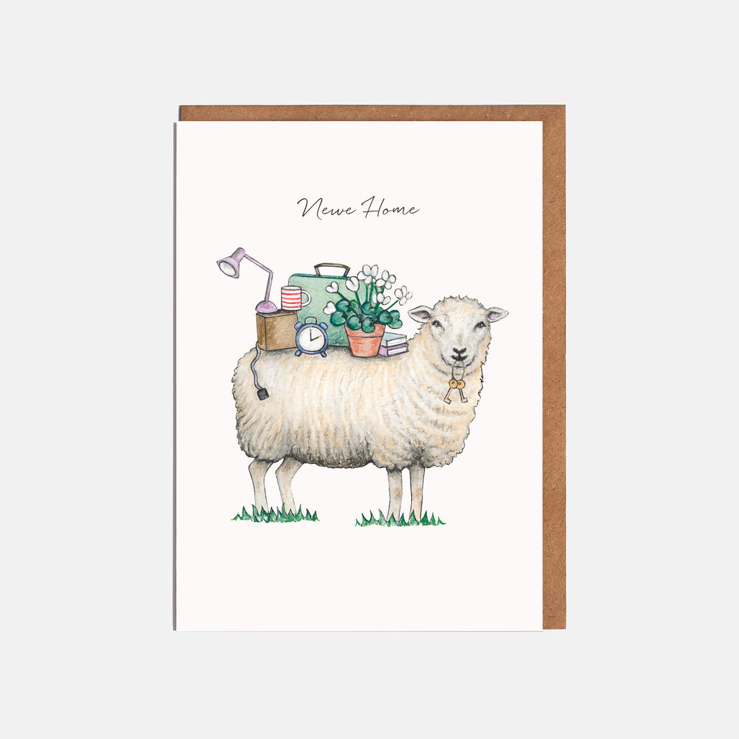 sheep new home card with kraft envelope